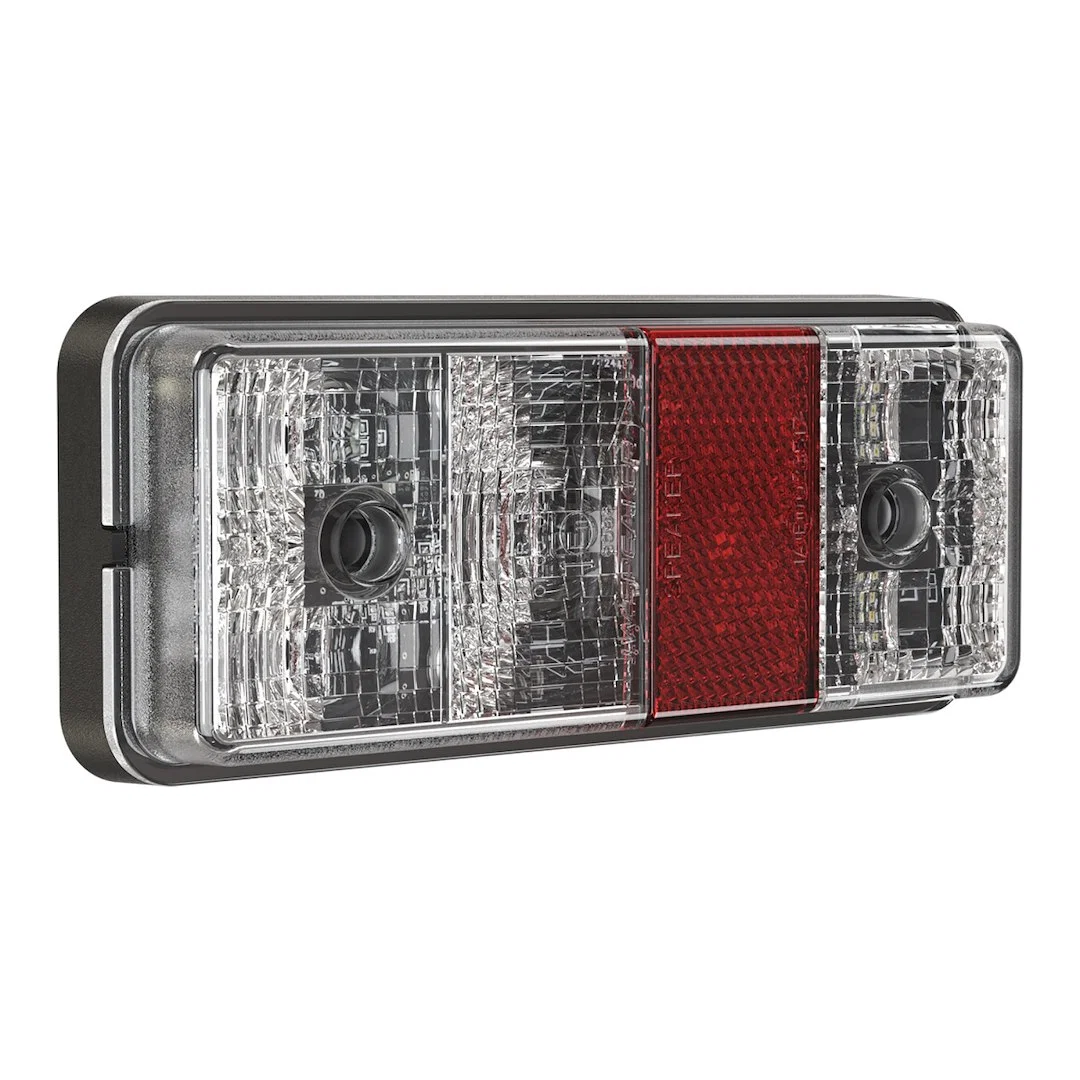 0338101 – JW SPEAKER Trailer Light, Stop/ Turn/ Tail Light LED Bulb Rectangular Clear And Red Lens 6.33 Inch x 2.6 In...